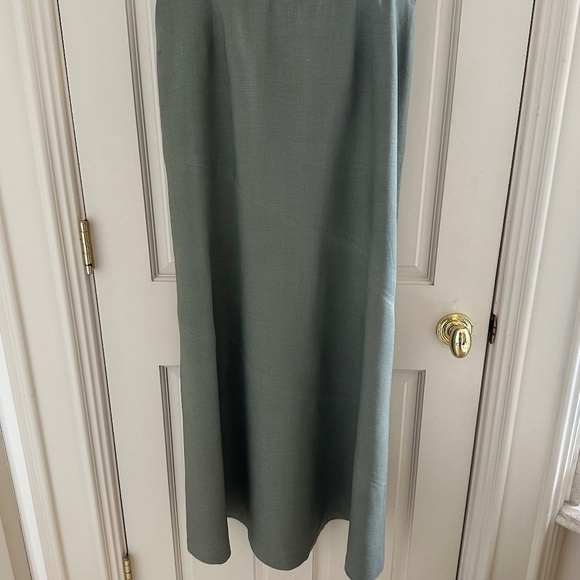 ANN TAYLOR 100% GREEN LINEN DIAGONALLY CONSTRUCTED SKIRT-NWT/SIZE 14 - Picture 1 of 9
